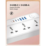 LDNIO 5 AC Outlets Universal Power Strip - USB-A / USB-C / 2 Meter / White