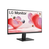 شاشة LG 24MR400-B مقاس 23.8 بوصة بتقنية IPS ودقة FHD بدون حواف، معدل تحديث 100 هرتز، تغطية 99% من نطاق ألوان sRGB، تدعم منافذ VGA وHDMI، مزودة بكابل HDMI، قابلة للتركيب على الحائط.
