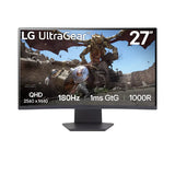 شاشة ألعاب منحنية من إل جي ألترا جير - 27 بوصة QHD / 1 مللي ثانية / منفذ عرض / منفذ HDMI / 180 هرتز - شاشة ألعاب منحنية