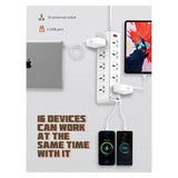 مقبس طاقة Ldnio ذو 10 منافذ - 10 طرق / USB-C / 2 متر / أبيض - قطعتان