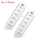 مقبس طاقة Ldnio ذو 10 منافذ - 10 طرق / USB-C / 2 متر / أبيض - قطعتان