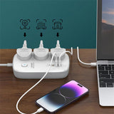شريط طاقة Ldnio SC3416 بثلاثة منافذ تيار متردد وأربعة منافذ USB