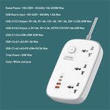 شريط طاقة Ldnio SC3416 بثلاثة منافذ تيار متردد وأربعة منافذ USB