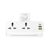 مقبس طاقة Ldnio 6 في 1 - ثنائي الاتجاه / منفذ USB-C / مصباح ليلي / أبيض