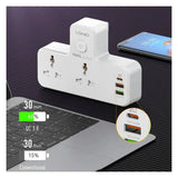مقبس طاقة Ldnio 6 في 1 - ثنائي الاتجاه / منفذ USB-C / مصباح ليلي / أبيض