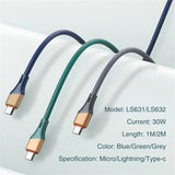 Ldnio LS631 Classic PVC Data Cable – USB3.0 to Lightning / 30W / 1m