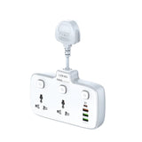 موزع طاقة Ldnio مزود بمقبس USB - ثنائي الاتجاه / USB-A / USB-C / أبيض