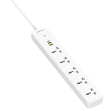 شريط طاقة Ldnio SC5319 مزود بمنافذ شحن USB - 5 منافذ / USB-A / USB-C / 2500 واط / أبيض