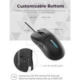 Lenovo M300s RGB Gaming Mouse Ultra Lightweight, Symmetrical Design, 6 Programmable Buttons, 16.8m RGB Logo, Upto 8000 DPI - Black