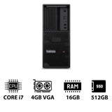 Lenovo ThinkStation P3 Tower - i7-14700 2.1GHz / 20-Cores / 16GB / 512GB (NVMe M.2 SSD) / NVIDIA T400 4GB VGA / Win 11 Pro / 3YW - Workstation