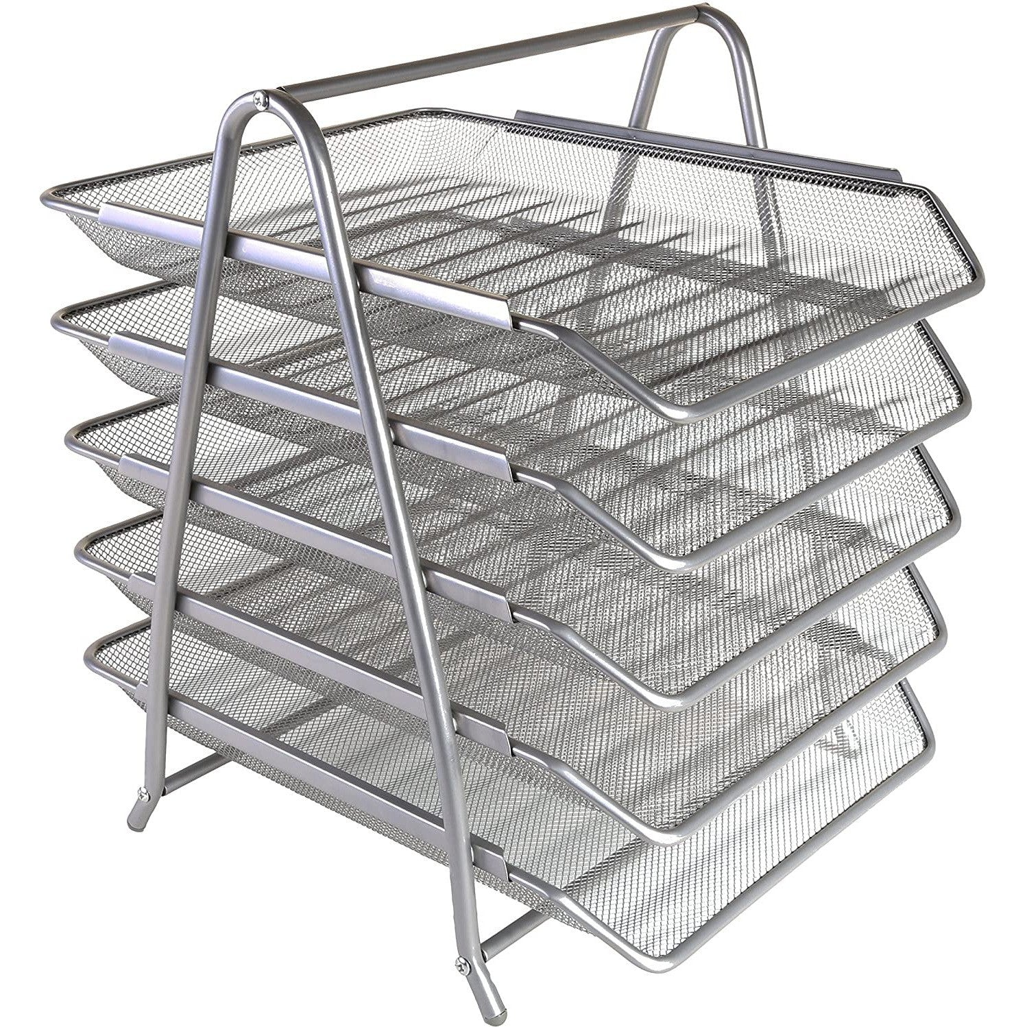 Letter Tray Metal 5 Tier Silver/Black-Accessories And Organizers-Other-Silver-Star Light Kuwait