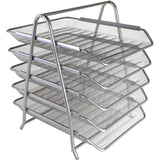 Letter Tray Metal 5 Tier Silver/Black-Accessories And Organizers-Other-Silver-Star Light Kuwait