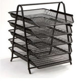 Letter Tray Metal 5 Tier Silver/Black-Accessories And Organizers-Other-Black-Star Light Kuwait