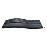 لوحة مفاتيح لوجيتك إرغو K860 اللاسلكية/البلوتوث للأعمال، تصميم مريح ومقسم للكتابة المريحة والطبيعية - أسود
