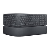 لوحة مفاتيح لوجيتك إرغو K860 اللاسلكية/البلوتوث للأعمال، تصميم مريح ومقسم للكتابة المريحة والطبيعية - أسود
