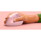 Logitech Lift Vertical Ergonomic Bluetooth/Wireless Mouse, Up to 2 Years Battery Life, For PC & Mac - Pink
