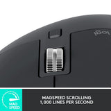 ماوس لاسلكي متطور الأداء من لوجيتك MX Master 3S - جرافيت
