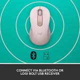 ماوس لاسلكي بتقنية بلوتوث Logitech Signature M650 (مقاس صغير/متوسط) - وردي