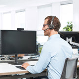 سماعة رأس Logitech Zone السلكية للفرق USB مزودة بمحركات صوتية ممتازة وتقنية متطورة لإلغاء الضوضاء - رمادي