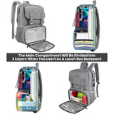 MATEIN Backpack Lunch Bag for Women Water Resistant Travel Computer Bag Built In Lunch Box