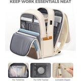 MATEIN Flap Backpack for Women with Lunch Box Vintage Laptop Backpack Beige