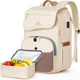 MATEIN Flap Backpack for Women with Lunch Box Vintage Laptop Backpack Beige