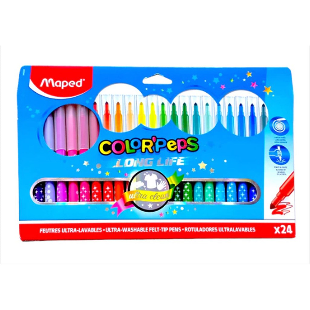 Maped Color Peps Long Life 24 Colors-Art Sets And Material-Maped-Star Light Kuwait