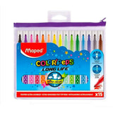 Maped Color Peps Long Life Ultra Washable Felt Tip Pens 15 Colors-Art And Crafts-Maped-Star Light Kuwait