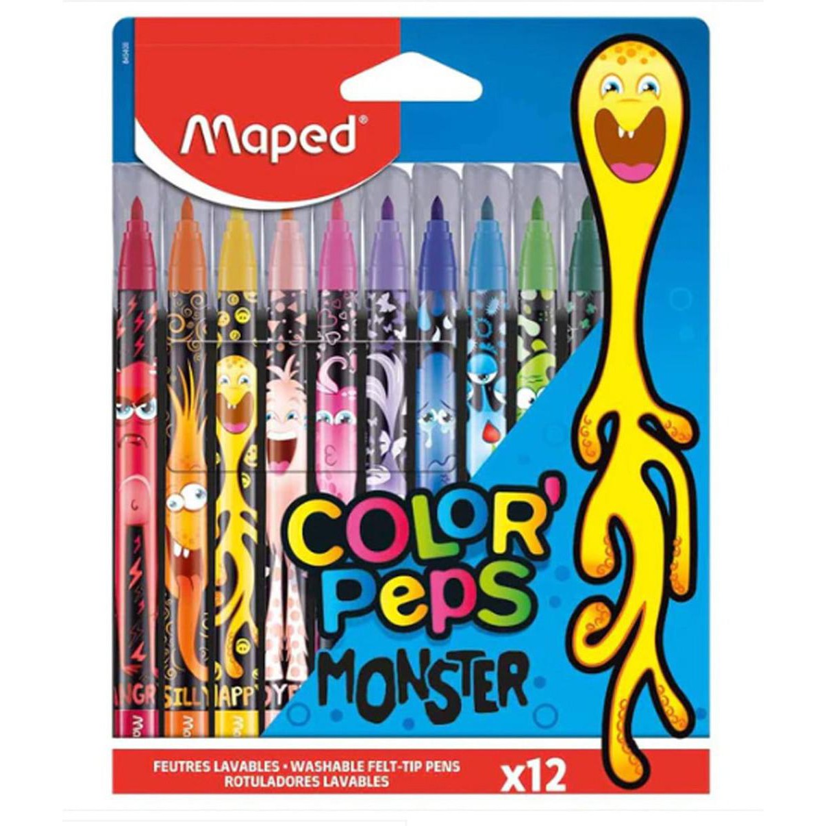 Maped Color Peps Monster 12 Washable Felt Tip Pens-Art And Crafts-Maped-Star Light Kuwait