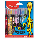 Maped Color Peps Monster 12 Washable Felt Tip Pens-Art And Crafts-Maped-Star Light Kuwait