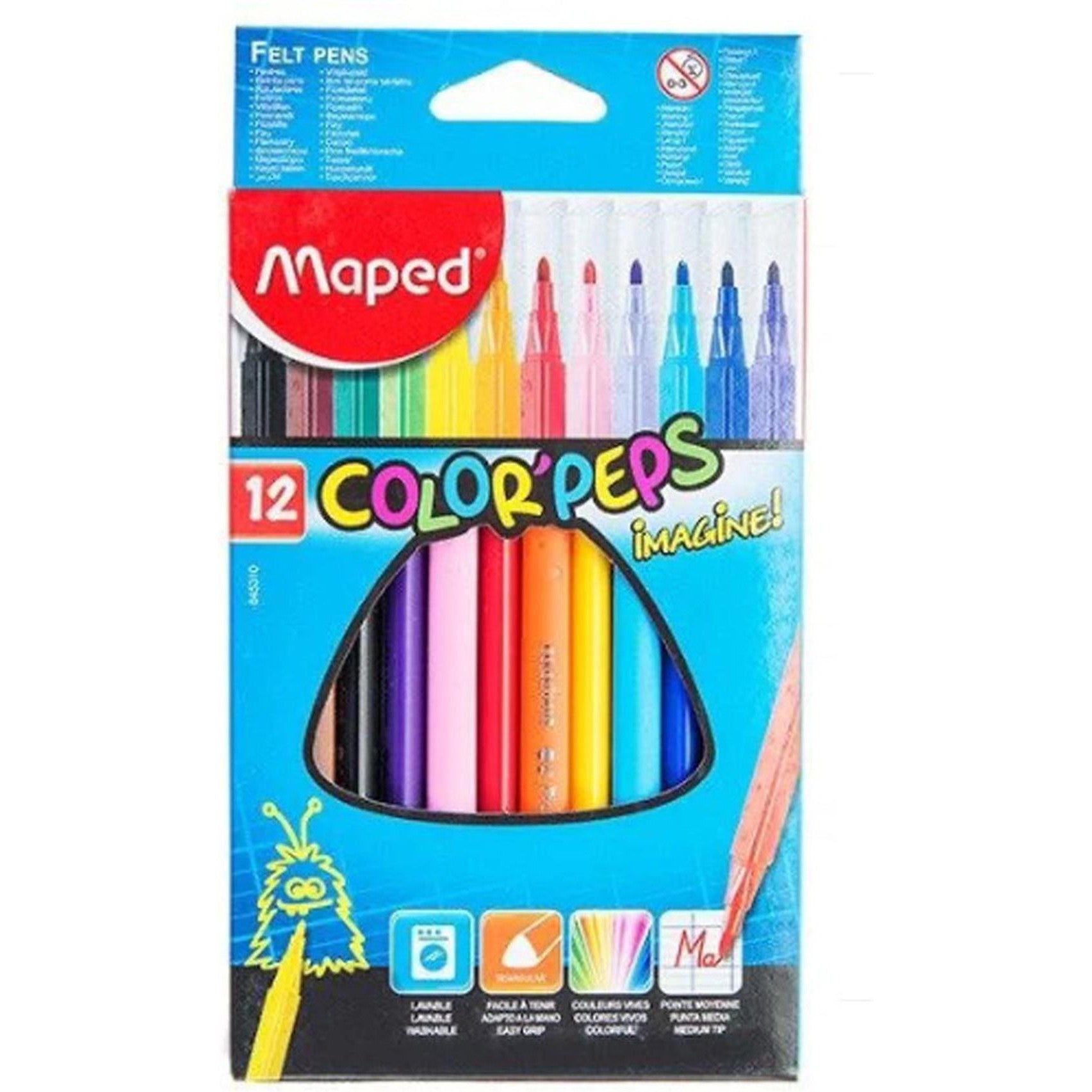 Maped Colorpeps Imagine Felt Tip 12 Colors-Drawing And Coloring-Maped-Star Light Kuwait