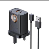 شاحن سفر ماكدودو 30 واط 2 في 1 للمملكة المتحدة، مزود بمنفذ USB-A ثلاثي الأطراف + منفذ USB-C + شاحن ساعة