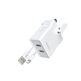 Mcdodo CH-572 Dual USB Charger (UK) + Lightning Data Cable / Travel Set