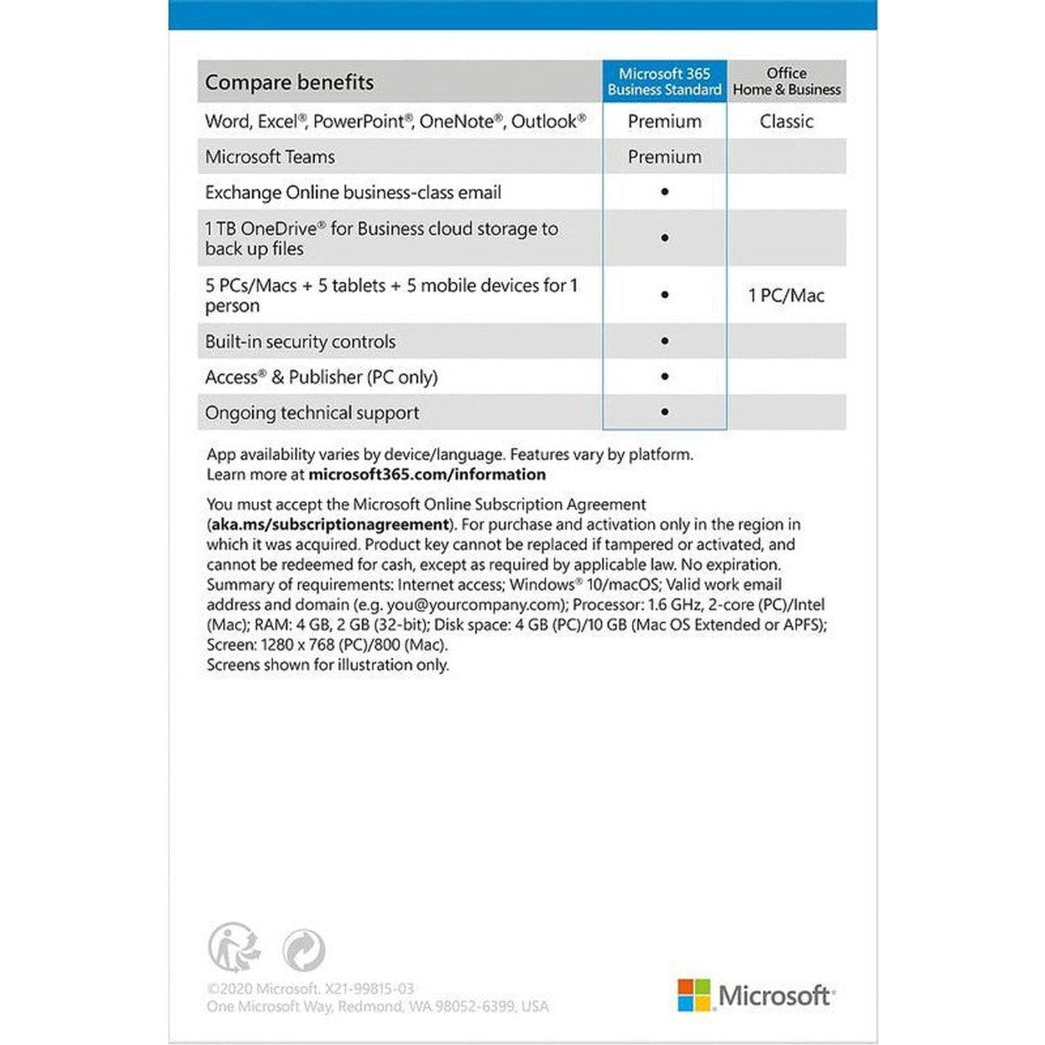 Microsoft Office 365 Business Standard - 1 Person License 1 Year Subscription 32 & 64-Bit Medialess-Office-Microsoft-Star Light Kuwait