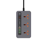 Porodo Multi-Port Power HUB 4 USB-A/USB-C Ultimate Home & Office Kit - 2Meter - Gray