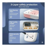 LDNIO SC6 Power Strip Extension Cord Power Socket - 3 Way / USB-C / USB-A / White