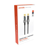 Porodo Braided Cable with PD Display - 60W / USB-C / 1.2 Meter / Black