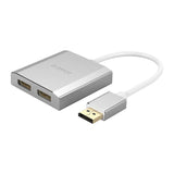 محول ORICO DP إلى منفذي DP مزدوجين بدقة 4K - 15 سم / منفذ عرض / USB - فضي