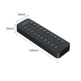 ORICO Multi-Port Hub With Individual Switches - 10-Ports / Black