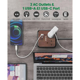 شريط طاقة أوريكو بثلاثة منافذ USB ثلاثية الأطراف - بطول 1.5 متر