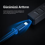 ORICO TWU32-4A-BK-EP USB 3.0 Hub + 3 x USB 2.0 5Gbps Cable 15 cm, 4A, Black
