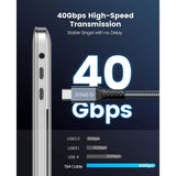 كابل بيانات ORICO Thunderbolt 4 - طوله متران / من النوع C - رمادي
