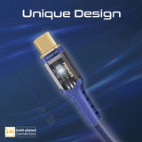 PROMATE LucidLine-CC120 High Tensile Power Delivery Charge Cable - 1.2 Meter / 480Mbps / USB-C / Navy