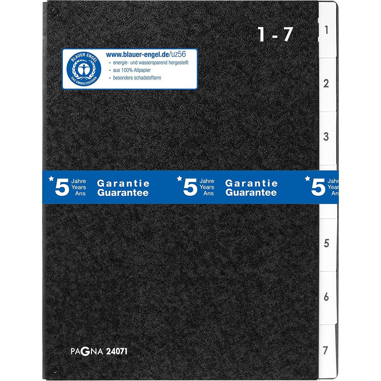 Pagna 24071-04 Desk Organiser 1-7 Numbered Tabs 7 Parts Hard Cardboard Black-Filiing Accessories-Other-Star Light Kuwait