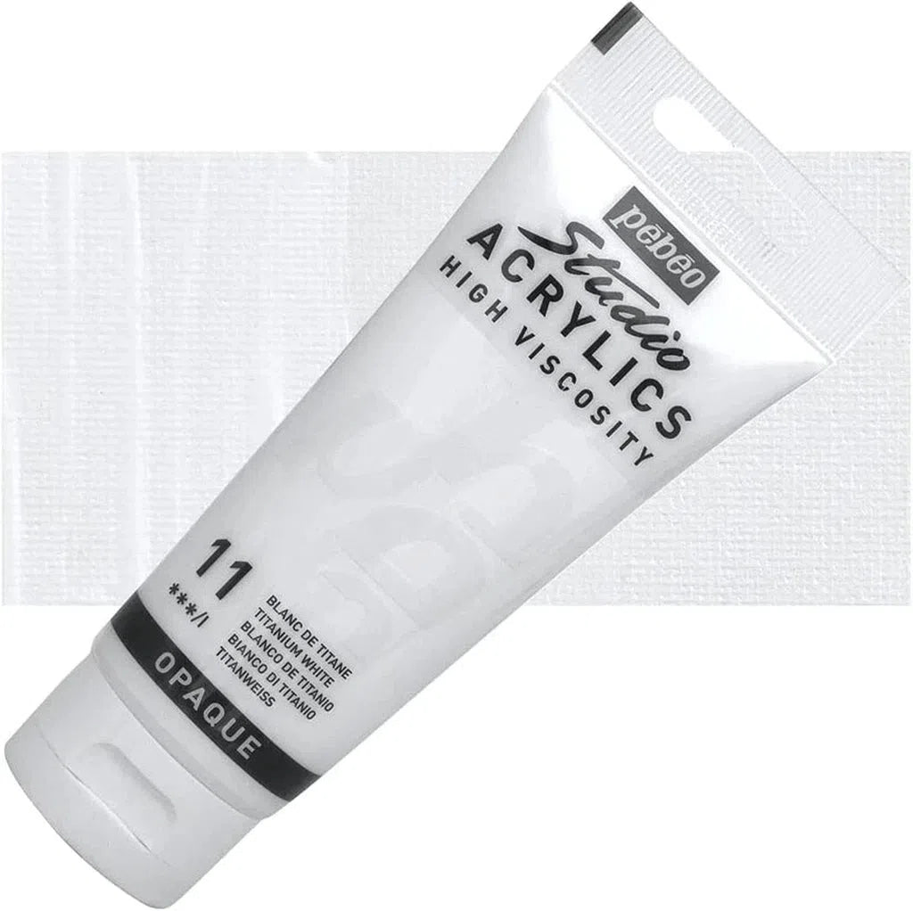 Pebeo Studio Acrylics Paint - 100Ml-Drawing And Coloring-Pebeo-Titanium White-Star Light Kuwait