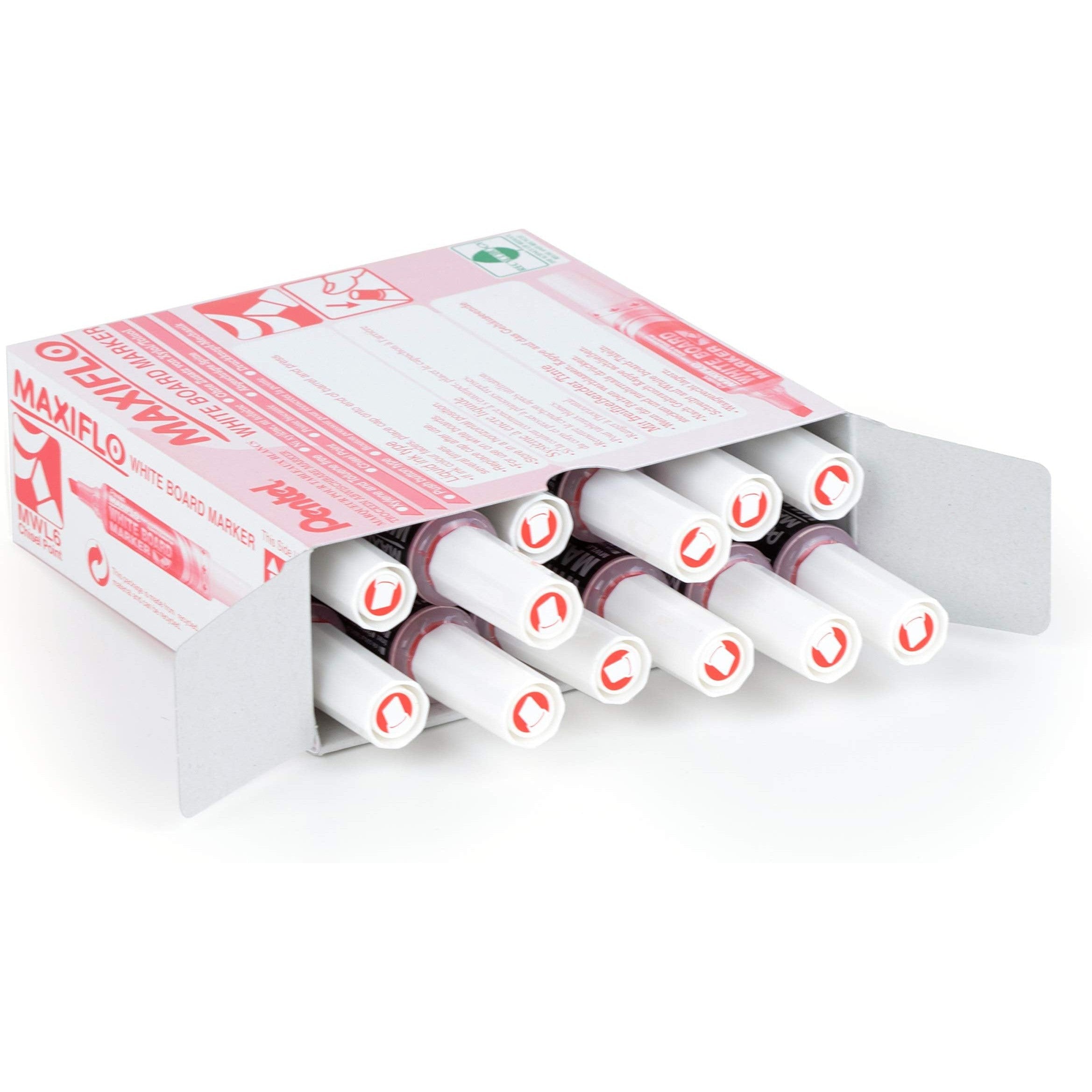 Pentel Maxiflo White Board Chisel Tip Marker (Pack Of 12)-Pens-Pentel-Black-Star Light Kuwait