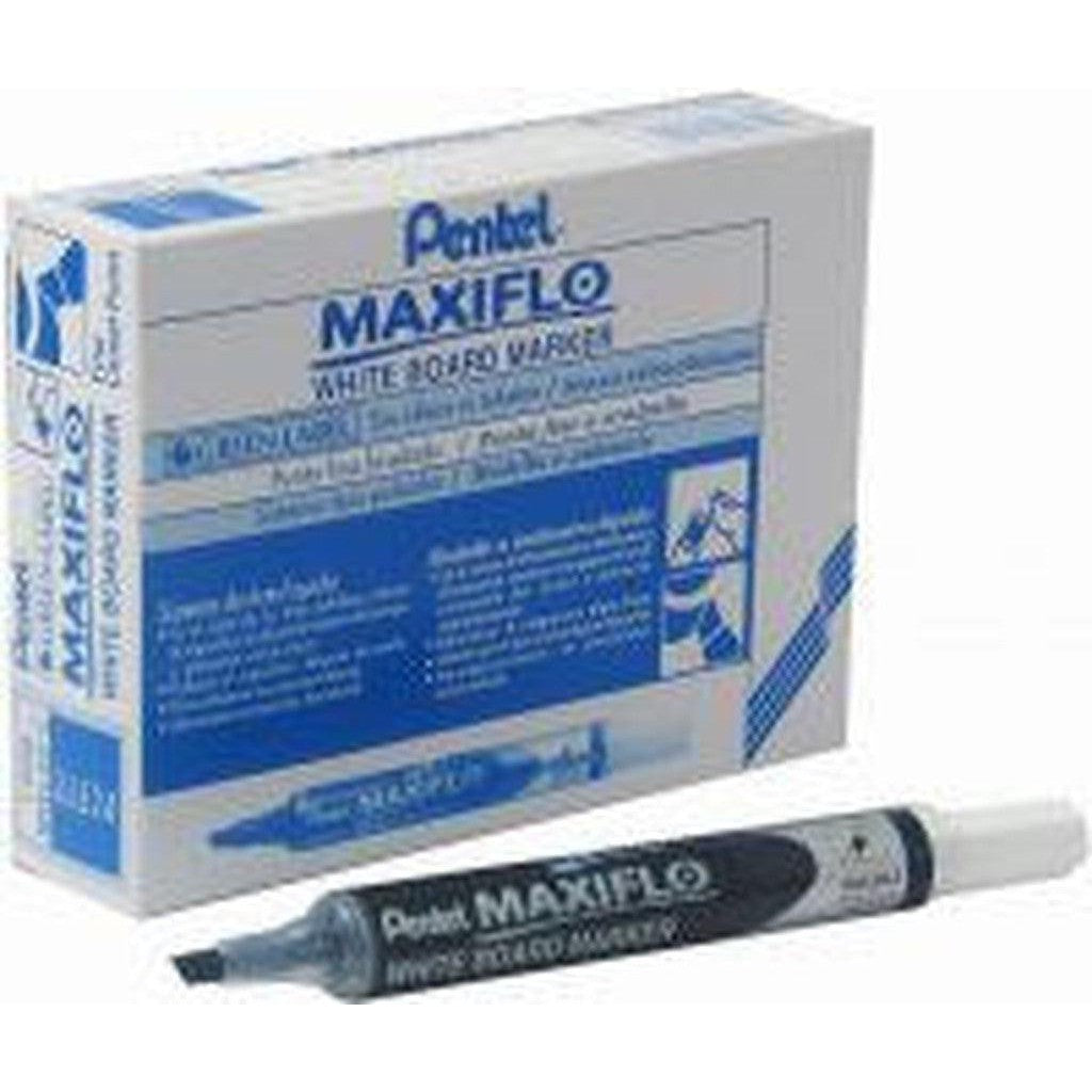 Pentel Maxiflo White Board Chisel Tip Marker (Pack Of 12)-Pens-Pentel-Blue-Star Light Kuwait