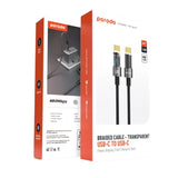Porodo Braided Cable with PD Display - 60W / USB-C / 1.2 Meter / Black