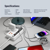 Porodo Multi-Port Power HUB 4 USB-A/USB-C Ultimate Home & Office Kit - 2Meter - White