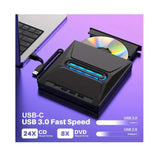 محرك أقراص ضوئية محمول، ناسخ أقراص DVD خارجي، منفذ مزدوج USB-A 3.0 / USB-C